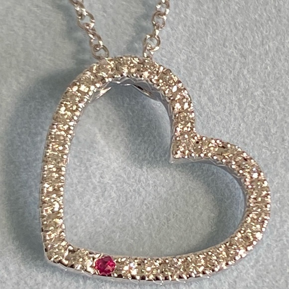 SOLD ON EBAY NEW KWIAT Solid 18kt White Gold Diamond/Ruby Heart Necklace SOLD - Picture 1 of 8
